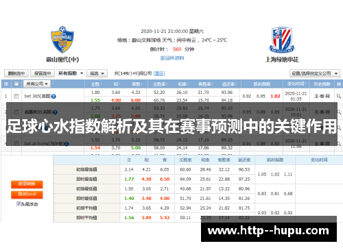 足球心水指数解析及其在赛事预测中的关键作用 足球心水指数解析及其在赛事预测中的关键作用
